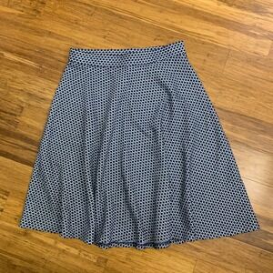 Talbots A-Line Skirt Womens Size 4 Geometric Print Career Casual Navy Blue White
